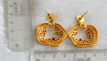 Antique gold tone ruby stone party wear earrings dj-47928