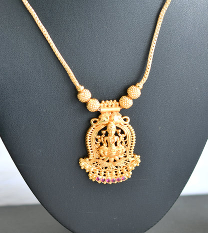 Gold tone Kerala style pink Lakshmi kodi necklace dj-43043