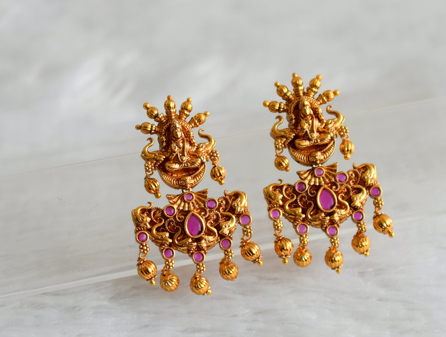 Matte finish kemp lakshmi elephant earrings dj-47931