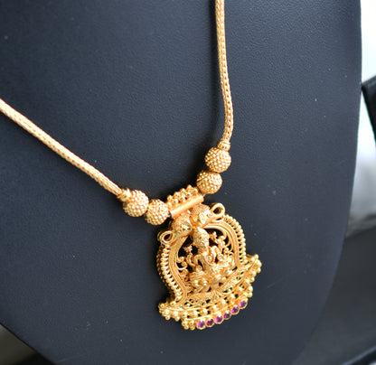 Gold tone Kerala style pink Lakshmi kodi necklace dj-43043