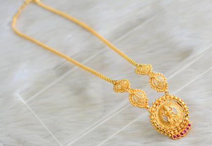 Gold tone Kerala style pink Lakshmi kodi necklace dj-43045