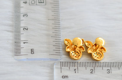 Gold tone green stone butterfly earrings/stud dj-44536