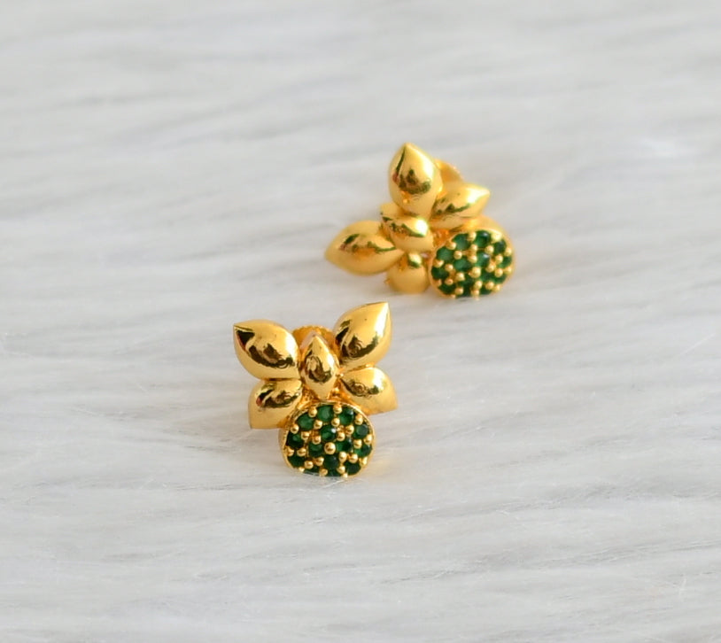 Gold tone green stone butterfly earrings/stud dj-44536