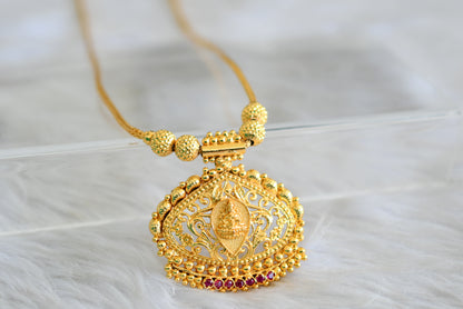 Gold tone Kerala style pink Lakshmi kodi necklace dj-43046