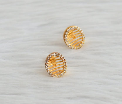 Gold tone cz white stone oval earrings/stud dj-44542