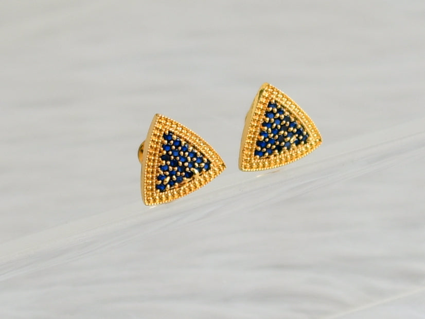 Gold tone blue stone earrings/stud dj-44544