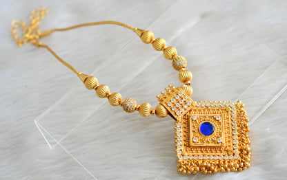 Gold tone Kerala style Blue stone kodi necklace dj-43050