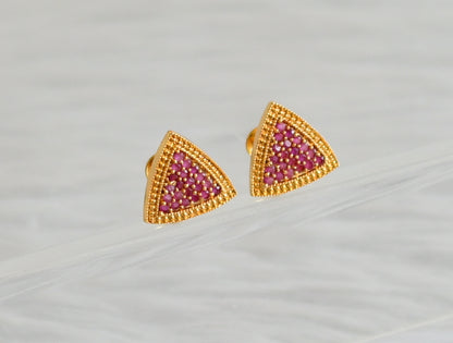 Gold tone ruby stone earrings/stud dj-44548