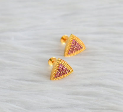Gold tone ruby stone earrings/stud dj-44548