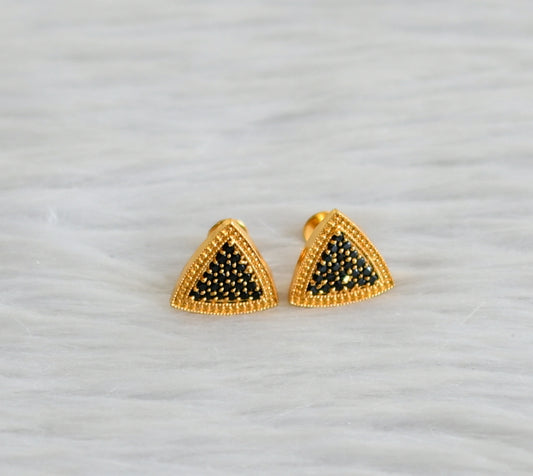 Gold tone black stone earrings/stud dj-44546