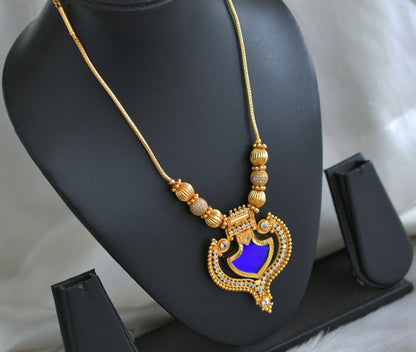 Gold tone Kerala style Blue palakka kodi necklace dj-43052