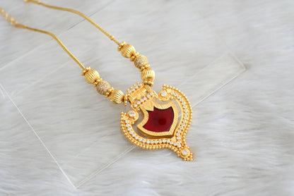 Gold tone Kerala style Red palakka kodi necklace dj-43053