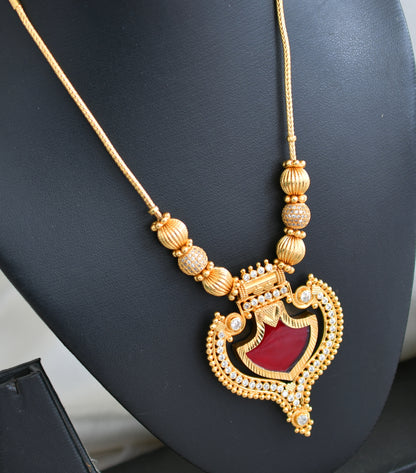 Gold tone Kerala style Red palakka kodi necklace dj-43053