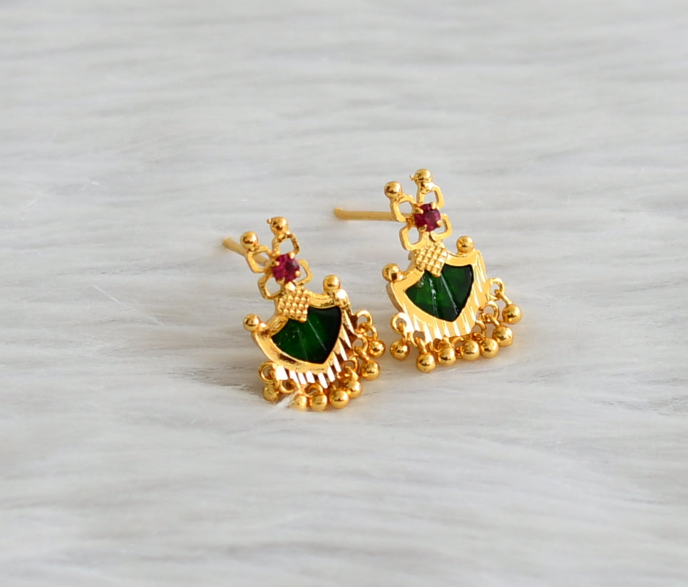 Buy Trendy Gold Plated Big Size Ruby Stone 3 Green Palakka Earrings for  Ladies