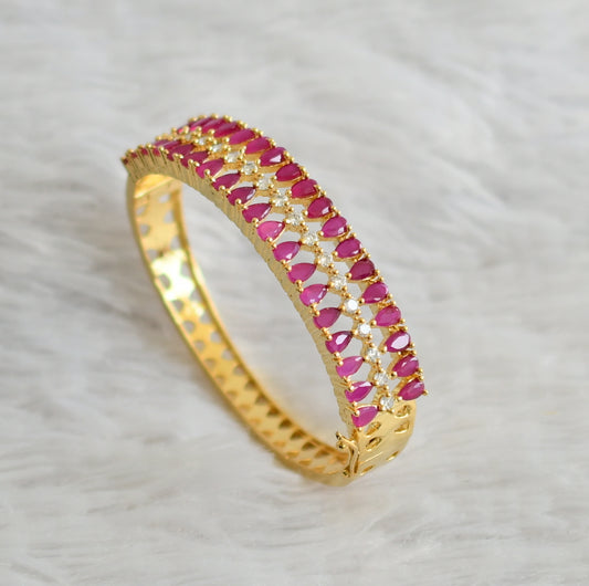 Gold tone ruby thialk stone lock type openable bracelet dj-47947