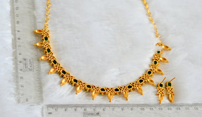 Gold tone bottle green-white oval stone necklace set dj-49873