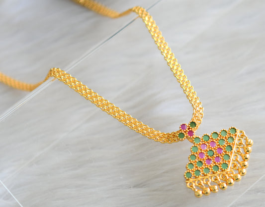 Gold tone green-pink pathakkam necklace dj-43056