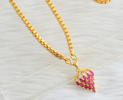 Gold tone 30 inches chain with ruby grape pendant dj-43425