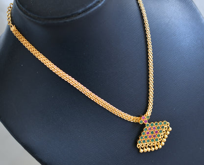 Gold tone green-pink pathakkam necklace dj-43056