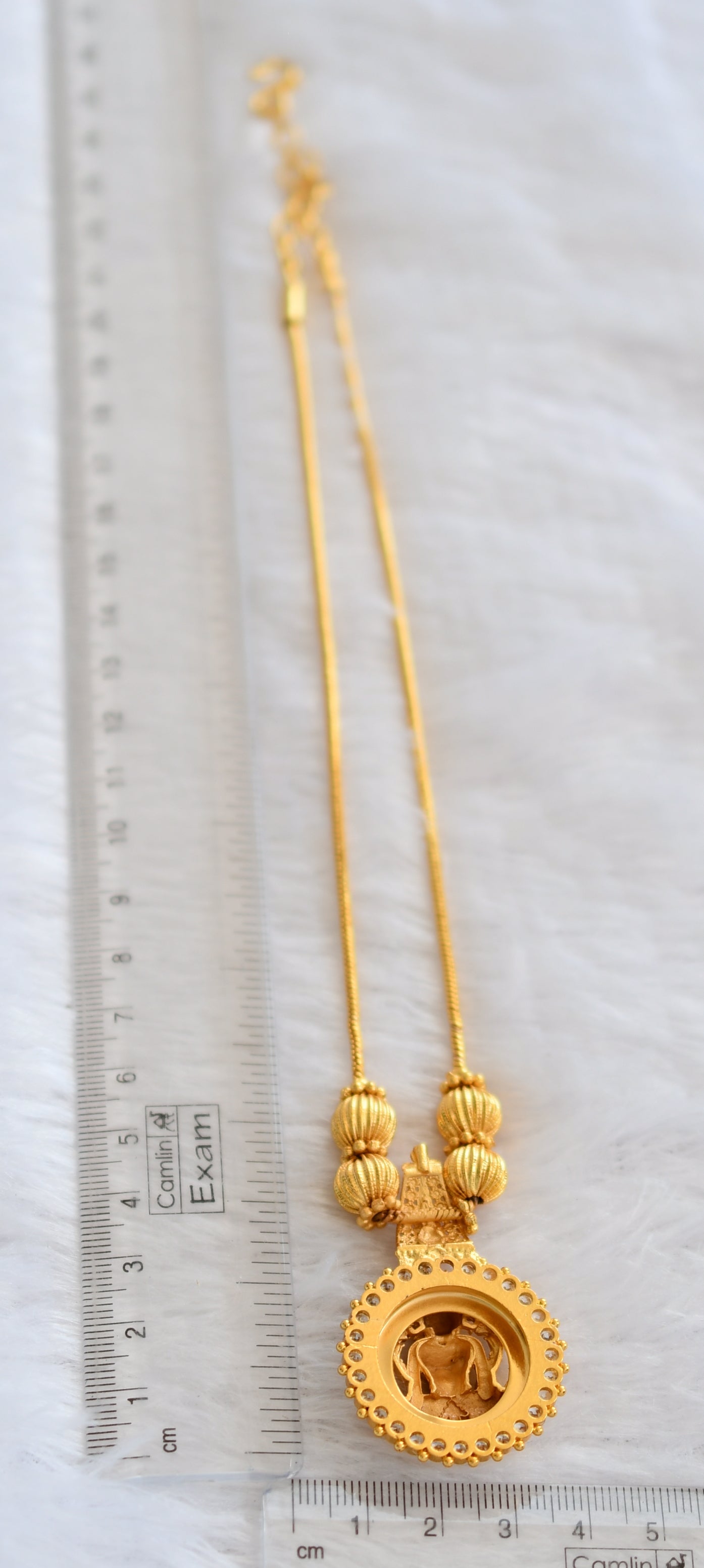 Gold tone cz white kerala style lakshmi kodi necklace dj-46348