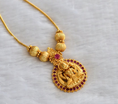 Gold tone ruby kerala style lakshmi kodi necklace dj-46349