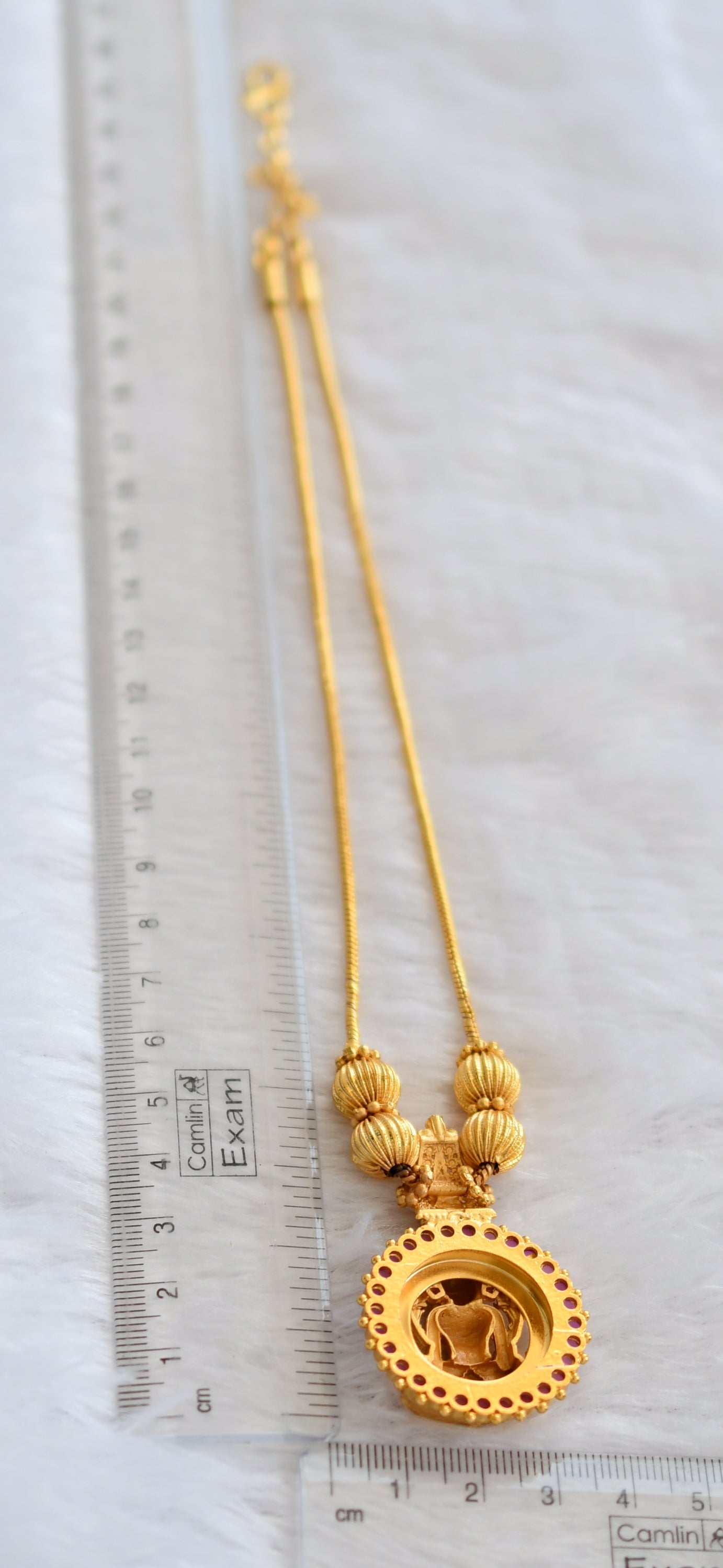 Gold tone ruby kerala style lakshmi kodi necklace dj-46349