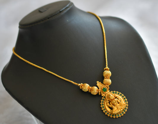 Gold tone emerald kerala style lakshmi kodi necklace dj-46350