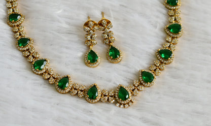 Matte finish cz green tilak stone necklace set dj-47972