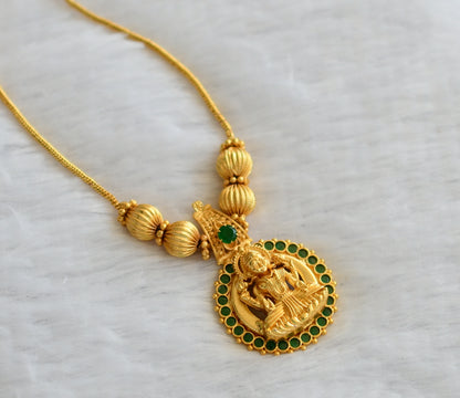 Gold tone emerald kerala style lakshmi kodi necklace dj-46350