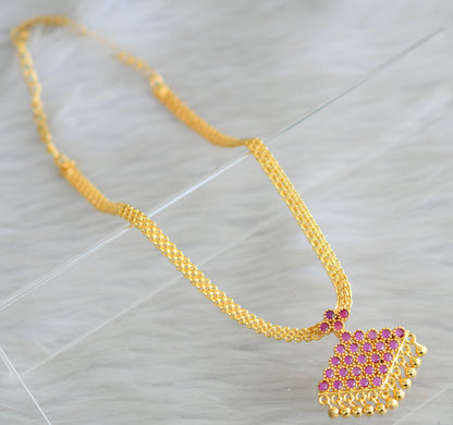 Gold tone Kerala style ruby pathakkam necklace dj-43060