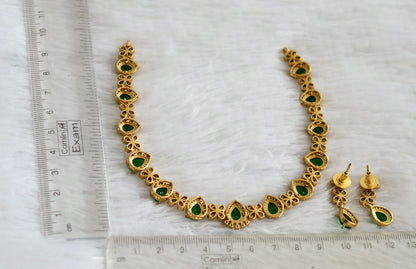 Matte finish cz green tilak stone necklace set dj-47972