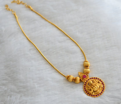 Gold tone ruby kerala style lakshmi peacock kodi necklace dj-46352