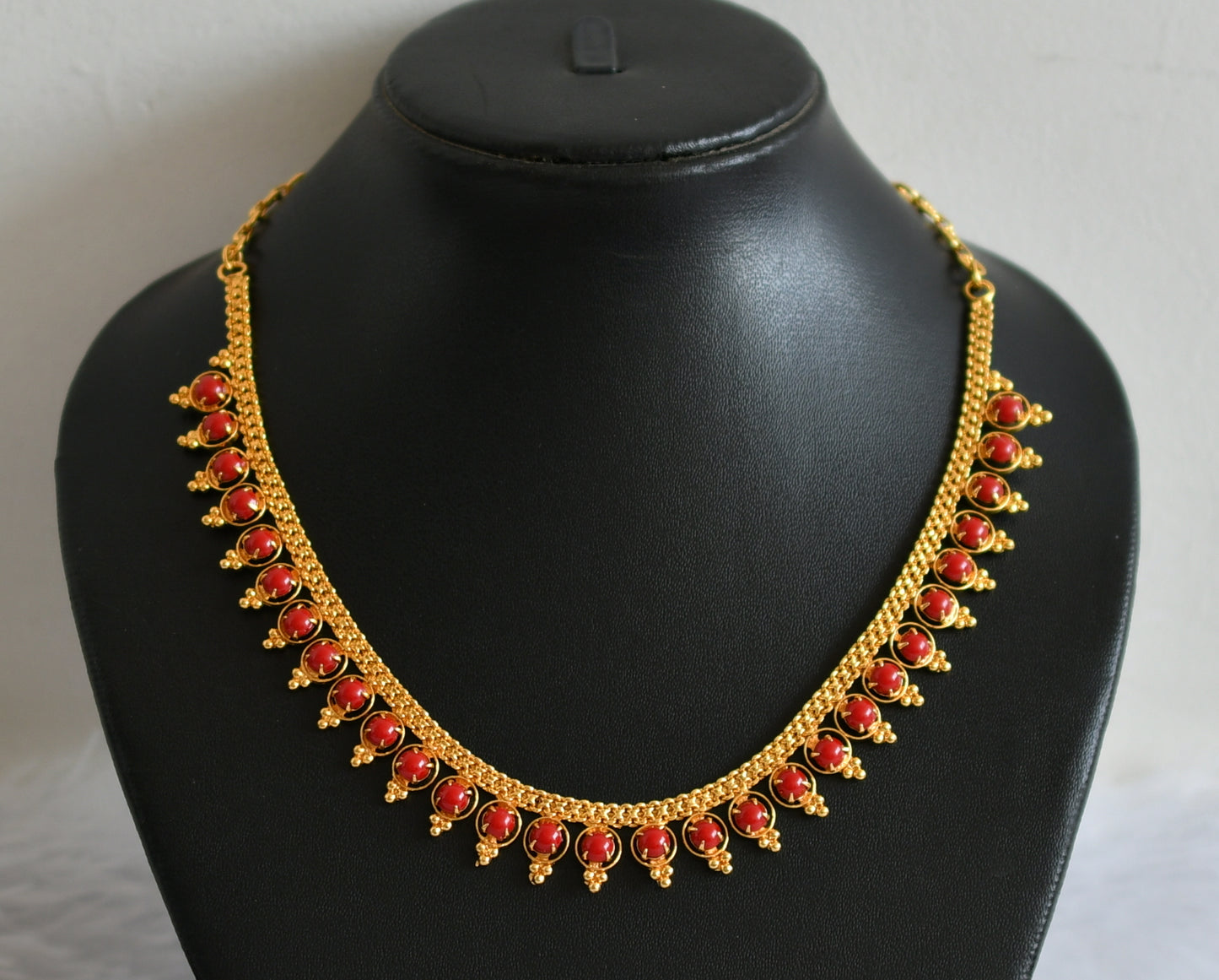 Gold tone South Indian style  coral necklace dj-49875