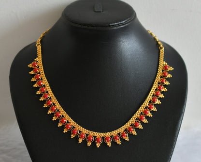 Gold tone South Indian style  coral necklace dj-49875