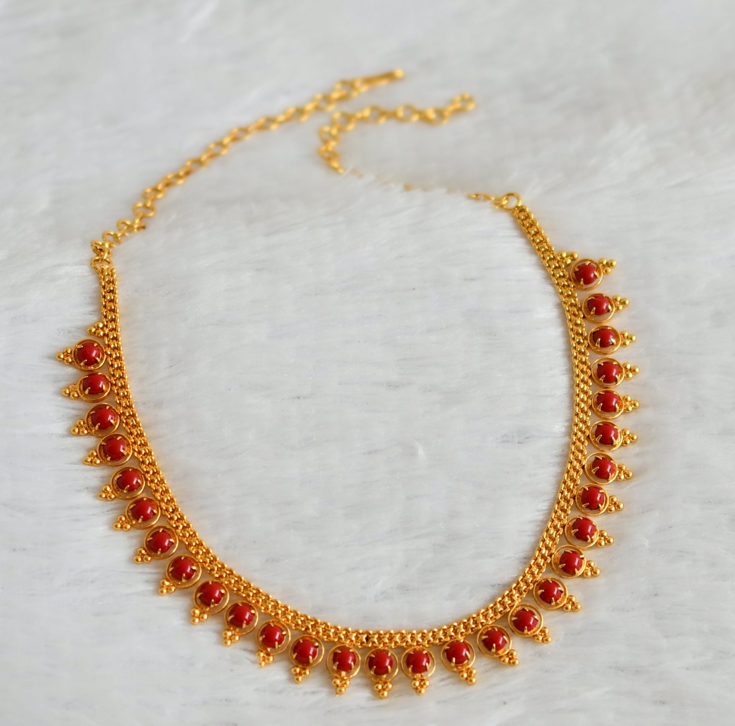 Gold tone South Indian style  coral necklace dj-49875