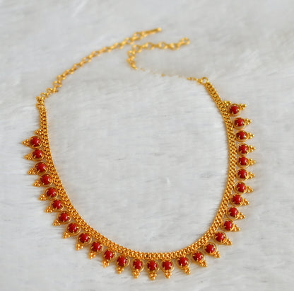 Gold tone South Indian style  coral necklace dj-49875