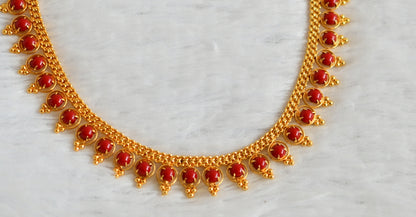 Gold tone South Indian style  coral necklace dj-49875