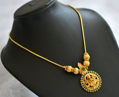 Gold tone emerald kerala style lakshmi peacock kodi necklace dj-46353