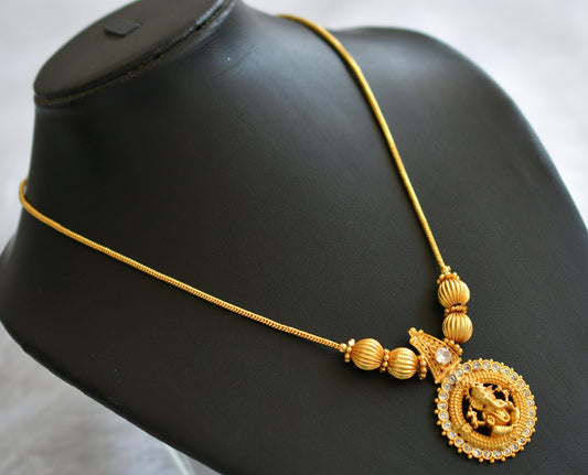 Gold tone cz white kerala style ganesha kodi necklace dj-46354