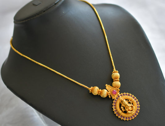 Gold tone ruby kerala style ganesha kodi necklace dj-46355