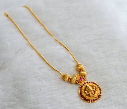 Gold tone ruby kerala style ganesha kodi necklace dj-46355