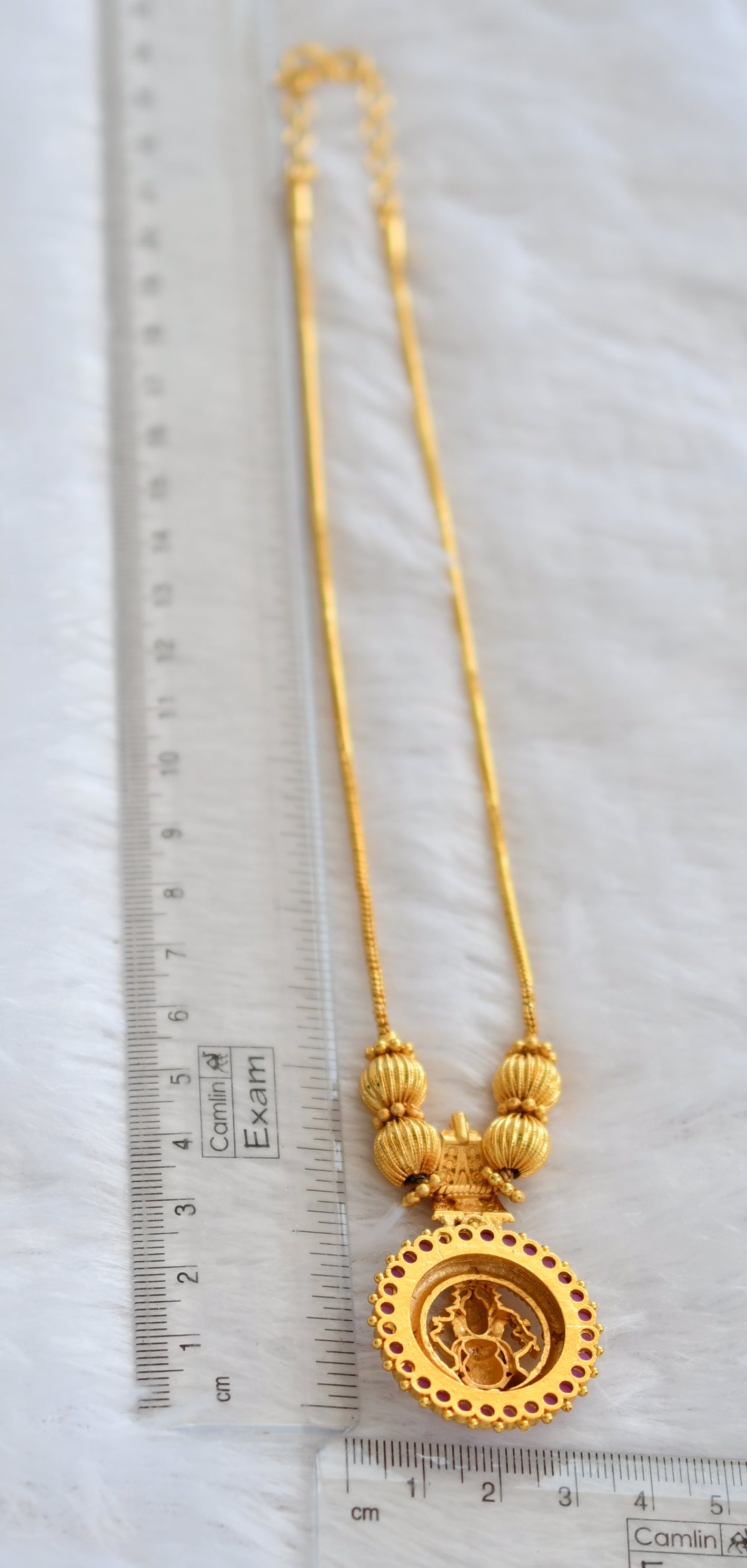 Gold tone ruby kerala style ganesha kodi necklace dj-46355