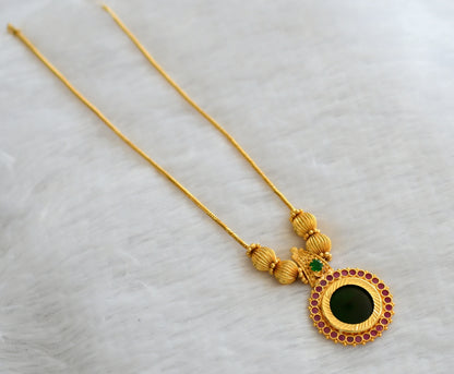 Gold tone kerala style ruby-green round kodi necklace dj-46356