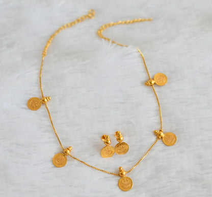 Gold tone lakshmi coin necklace set dj-49879