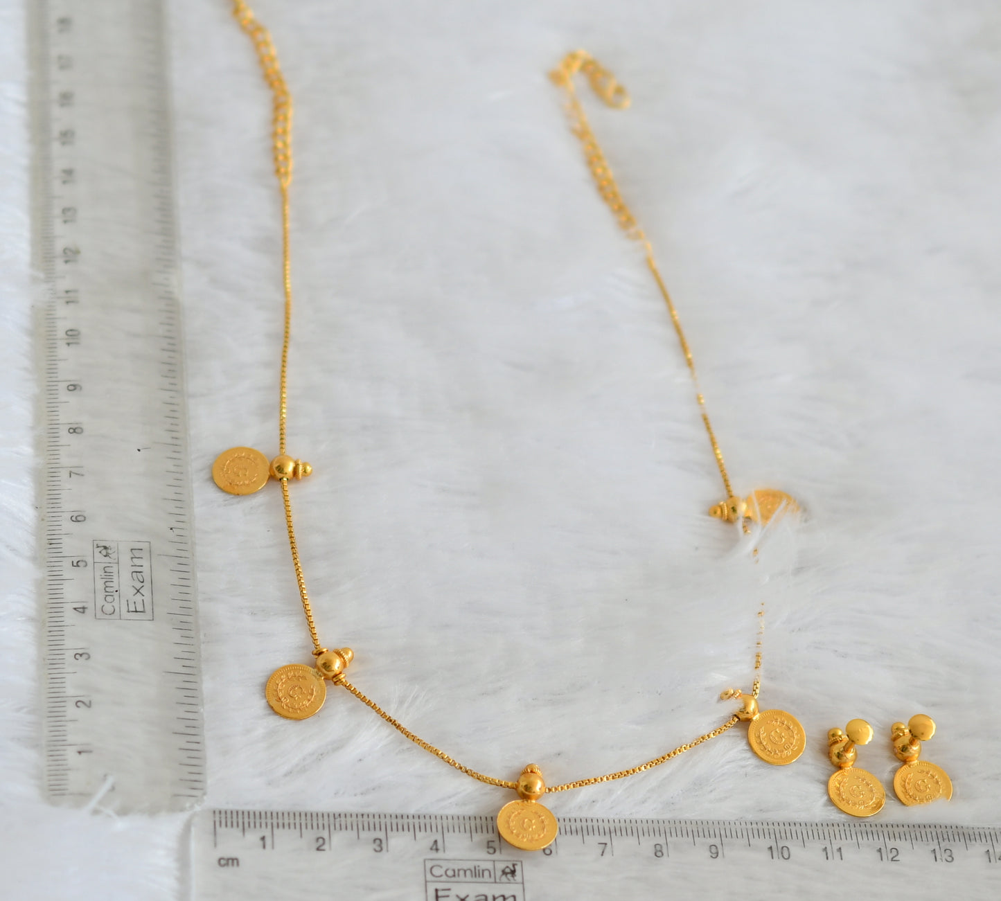 Gold tone lakshmi coin necklace set dj-49879