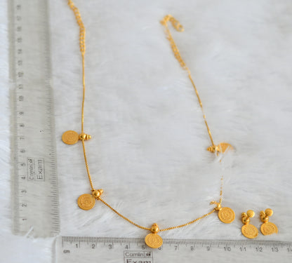 Gold tone lakshmi coin necklace set dj-49879
