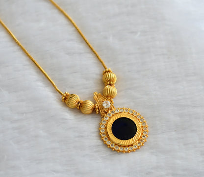 Gold tone kerala style blue-white round kodi necklace dj-46357