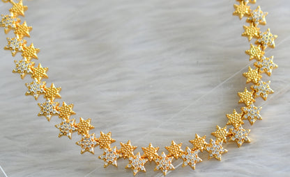 Gold tone white Star necklace set dj-43071