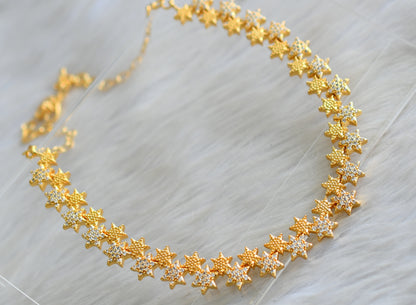 Gold tone white Star necklace set dj-43071