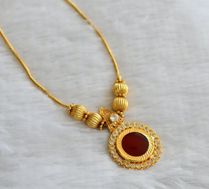Gold tone kerala style red-white round kodi necklace dj-46358